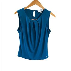 Calvin Klein black size M/p 
Pleated Jewel Neck Sleeveless Knit Jersey Top